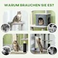 Pikkukuva 7 / 11: Rootz 52 "Cat Tree - Aktiviteetin naarmuuntuminen - Play Center - Sisal Claw Care - 55L x 44W X 132H CM - Harmaa