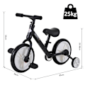 Miniatyrbillede 3 af 10: Rootz Børnebalancecykel - Lærercykel - Børnecykel med træningshjul og pedaler - Sædehøjdejusterbar - Sort