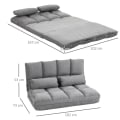 Miniatyrbillede 3 af 9: Rootz 2-i-1-gulvstolseng - Justerbart ryglæn - Sovesofa - Høj komfort - Holdbar stålramme - 102L x 73W x 53H cm (Sofa) / 102L x 167W x 11H cm (Senge)