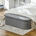Miniatyrbild 7 av 10: Rootz Vadderad sängbänk - Förvaring Ottoman - Fönstersäte - 100 % polyester - Eucalyptus träram - 116cm x 41cm x 40,5cm