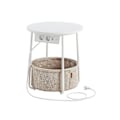 Miniatyrbillede 1 af 9: Rootz 3 stykke sæt sidebord - endebord - natbord - spånplade stål polyesterstof - mat hvid kamelbrun - 45 cm x 50 cm x 50 cm - 39,6 cm x 18,2 cm x 18,