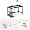Miniatyrbillede 2 af 7: Rootz sort computerbord med hylder - Kontorbord - Arbejdsstation - Spånplade og stål - 120 cm x 60 cm x 75 cm