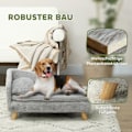 Miniatyrbild 6 av 11: Rootz Dog Sofa - Pet Couch - Caninsäte - Mjuk plyschkomfort - 70 x 42,5 x 38,5 cm grå