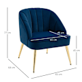 Pikkukuva 3 / 9: Rootz Retro Design -nojatuoli - Velvet Look - Luku- ja korostustuoli - Tyylikäs ja mukava - Monipuolinen sijoitus - 65 cm x 64 cm x 77 cm