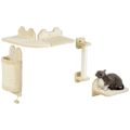 Miniatyrbild 1 av 6: Rootz 4-delad katt klätterväggssats - Skrapstolpe - Plattform - Väggmonterad design - Utrymmesbesparande - 60 cm x 60 cm x 20 cm