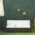 Miniatyrbillede 7 af 8: Rootz Poly Rattan Sofa - Rattan Sofa with Cushions - 3 Seater - Garden Lounge Sofa - Metal - Polyester - Brown/White - 185 x 70 x 80 cm
