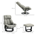 Miniatyrbillede 3 af 10: Rootz Relax Massage Armchair - TV RECLINER - Let stol - 10 vibrationstilstande - 76 cm x 80 cm x 102 cm - Grå syntetisk læder