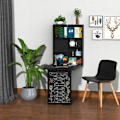 Miniatyrbild 2 av 6: Rootz Väggfällbart bord - Väggskrivbord - Väggbord - Inklusive skrivtavla - Platsbesparande - MDF - Svart - 60 cm x 94,5 cm x 147 cm
