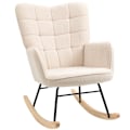 Miniatyrbillede 1 af 6: Rootz gyngestol - Retro massivt træ - Polstret stol - Cremehvid - 71cm x 92cm x 101cm