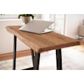 Miniatyrbillede 4 af 11: Rootz Modern Design Kontorbord - Bord i massivt træ - Trækant - Trapezformede metalben - Håndlavet - Akacietræ - 118 cm x 41 cm x 76,5 cm
