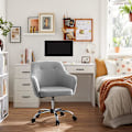 Miniatyrbillede 3 af 7: Rootz Højdejusterbar kontorstol - Skrivebordsstol - Ergonomisk stol - Åndbar overflade - Moderne design - PU-hjul - Lysegrå - Stålramme - 65cm x 69cm