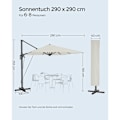 Miniatyrbild 7 av 8: Rootz Parasoll - Justerbar lutningsvinkel - Beige - Paraply - Cantilever - Solskydd - 200 g/m² polyester - 360° rotation - UV-skydd - 2,5 m x 3 m