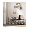 Miniatyrbillede 2 af 7: Rootz 3-lags skostativ - Stabelbar skoholder - Metalskohylde - Sort - 30 cm x 116 cm x 55 cm - Letvægts - Nem montering