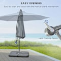 Miniatyrbillede 5 af 8: Rootz Garden Parasol - Cross Base - Vejrbestandig - Solbeskyttelse - Elegant design - Seks Ribber - Cantilever Parasol - Metal-polyester - Grå - 292 c