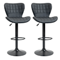 Miniatyrbild 6 av 7: Rootz set med 2 barstolar - Retrodesign - Hemmabarer - Kök - Imiterat läder - Metall - Svart - 47 cm x 56 cm x 89-109 cm