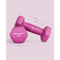 Pikkukuva 7 / 7: Rootz neopreenipinnoitetut käsipainot - vaaleanpunainen - valurauta - painosarja - voimaharjoittelu - 13,5 cm x 6,5 cm - 2 kg - 9 cm x 3 cm