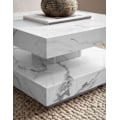 Miniatyrbillede 5 af 6: Rootz Square Sofabord - Moderne marmorbord - Hvid stuebord - Anti -slip puder - 60 cm x 60 cm x 34 cm