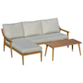 Miniatyrbillede 1 af 5: Rootz 3-delt møbelsæt - Havemøbelsæt - Med chaiselong - Dobbelt sofa - Sidebord og hynder - Khaki