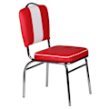 Pikkukuva 4 / 7: Rootz Retro Vintage American Diner -tuoli - Kontrastiset saumat - Mukava pehmuste - Tyylikkäät kaarevat jalat - 90 cm x 47 cm x 45 cm - Punainen/Valko
