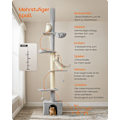 Miniatyrbild 3 av 6: Rootz Ceiling High Cat Tree - Skrapstolpe - Cat Tower - Justerbar höjd - Ljusgrå - MDF, plywood, plysch, sisal - 45cm x 30cm x (231-291cm)