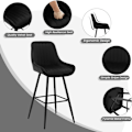 Pikkukuva 4 / 7: Rootz 2 Pack -baarijakkarat - Työpöytäjakkara - Velvet-istuimet - Ergonominen selkänoja - Metallirunko ja -jalat - 48,5 cm x 106 cm x 46 cm