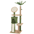 Miniatyrbild 1 av 6: Rootz Cat Tree med konstgjorda löv - Skrapstolpe - Lekcenter - Plysch & Jute Comfort - 48L x 44W x 139H cm