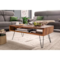 Miniatyrbillede 3 af 7: Rootz sofabord 100x40x50 cm Sheesham massivt træ - metal sofabord - Design sofabord rektangulært Massivt sofabord - Stort bord stue