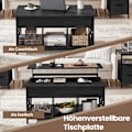 Miniatyrbillede 5 af 6: Rootz Sofabord - Højdejusterbar bordplade - Træspanelbord - Stålramme - 60 cm x 100 cm x (48-62) cm