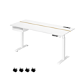 Miniatyrbillede 1 af 8: Rootz elektrisk stående skrivebord - Justerbart bord - Sit Stand-skrivebord - Spånplader og stål - 70cm x 160cm x (72-120)cm - Cloud White-Golden Oak