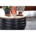 Miniatyrbillede 3 af 6: Rootz Sofabord - Opbevaringsplads - Sofabord - Sidebord - Rundt - Sort - Brun - Mangotræ - Metal - 60 x 60 x 41 cm