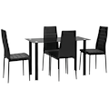 Miniatyrbild 6 av 6: Rootz Matgrupp - Matbord med 4 stolar - Modern design - Glasbord - konstläder - Svart - 120cm x 60cm x 97cm