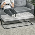 Miniatyrbillede 4 af 5: Rootz industrielt designbænk - Sengebænk - Stue - Boligmøbler - Siddeløsning - Linnedstof - Metalben - Pink + Sort - 120L x 44W x 45,5H cm
