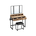 Miniatyrbillede 1 af 8: Rootz Vanity Set - Toiletbord - Makeup Skrivebord - Spånpladekonstruktion - Eg brun-sort finish - Modern Glam Style - 40cm x 90cm x 141cm
