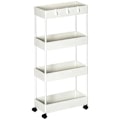 Miniatyrbillede 8 af 8: Rootz Køkkenvogn - Serveringsvogn - Køkkenvogn - Med 4 hylder - 3 fleksible kroge - 4 hjul - Hvid - 40cm x 19cm x 90cm
