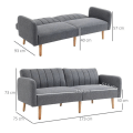 Miniatyrbild 3 av 8: Rootz Bäddsoffa - 2-sits bäddsoffa i tyg - Soffa med sovfunktion - Polyester - Gummi - Trägrå - 173 x 75 x 73 cm