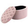Miniatyrbillede 6 af 7: Rootz bænk - Polstret bænk med opbevaringsplads - Brystbænk - Oval form - Gang - Soveværelse - Stue - Fløjlsagtig - Polyester - Pink - 71 x 52 x 42 cm
