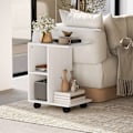 Miniatyrbillede 7 af 11: Rootz C Form sidebord - sofabord - hjørnebord - mobil fleksibilitet - E1 -spånplade - 45 x 35 x 58 cm - Hvid