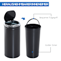 Miniatyrbild 4 av 10: Rootz 42L Sensor Trash Can - Automatisk avfallsbink - Kökshink - Infraröd öppning - Rostfri - Ø30,5 x 68 cm