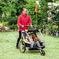 Miniatyrbillede 2 af 4: Rootz 2-i-1 cykeltrailer - Til 2 børn - Glidefunktion - Regnslag - Bremse - Oxford stof - Gul + Sort - 142cm x 75cm x 101cm