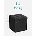 Pikkukuva 5 / 6: Rootz-istuinarkku - Säilytys ottomaanit - Jalkatuki - Pellavajäljitelmä - MDF - Vaahtomuovi - 30cm x 30cm x 30cm - Basic Black - 1,6kg - 130kg Max kuo