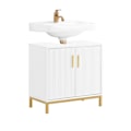 Miniatyrbillede 1 af 8: Rootz Sink Unit Cabinet - Badeværelsesskab - Opbevaringsskab - Justerbar hylde - 60x59x30cm - Klassisk hvid med gyldne metalhåndtag - Moderne design
