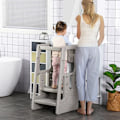 Miniatyrbillede 2 af 5: Rootz Kids Trin skammel - Læringstårn - 3-niveauer højdejusterbar - Spisestue - Skridsikre fødder - Robust plastik - Grå - 47 x 47 x 90 cm