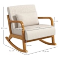 Miniatyrbillede 3 af 6: Rootz gyngestol - Retro Design - Gummitræ - Imiteret linned - Flerlagsbræt - Beige + Brun - 64,5 cm x 92 cm x 81,5 cm