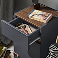 Pikkukuva 5 / 8: Rootz Elegant Bedside -pöytä - sivupöytä - Yöpöytä - runsaasti säilytystilaa - 30x56x30cm - harmaa ja ruskea nahka