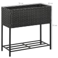 Pikkukuva 7 / 7: Rootz Flower Box - Raised Bed - Feet Flower Pot - Rattan Raised Bed - Shelf - Brown - 70 x 30 x 72 cm
