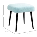 Miniatyrbillede 3 af 10: Rootz skammel med kashmir-look stof - Fodstøtte - Stålben - Lyseblå - 42cm x 42cm x 47cm
