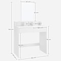 Miniatyrbillede 3 af 8: Rootz Toiletbord - Comestica Bord - Make-up bord - 2 skuffer - Spejl - Åbne rum - Forarbejdet træ - Hvid - 80 x 40 x 140 cm