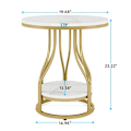Miniatyrbillede 8 af 8: Rootz hvidguld 2-lags rundt sidebord - endebord - natbord - moderne design - 50 cm D x 50 cm B x 59 cm H