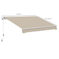 Miniatyrbillede 3 af 6: Rootz Markise - Solafskærmning - Indtrækkelig - Med håndsving - Metalramme - Polyester - Blå + Beige - 3,95 x 2,45 x 3,50 m