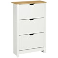 Miniatyrbillede 1 af 5: Rootz Skoskab - Skostativ - Skoopbevaring - 3 rum - 18 par sko - Spånplade - Hvid-brun - 72 Cm X 26 Cm X 112 Cm